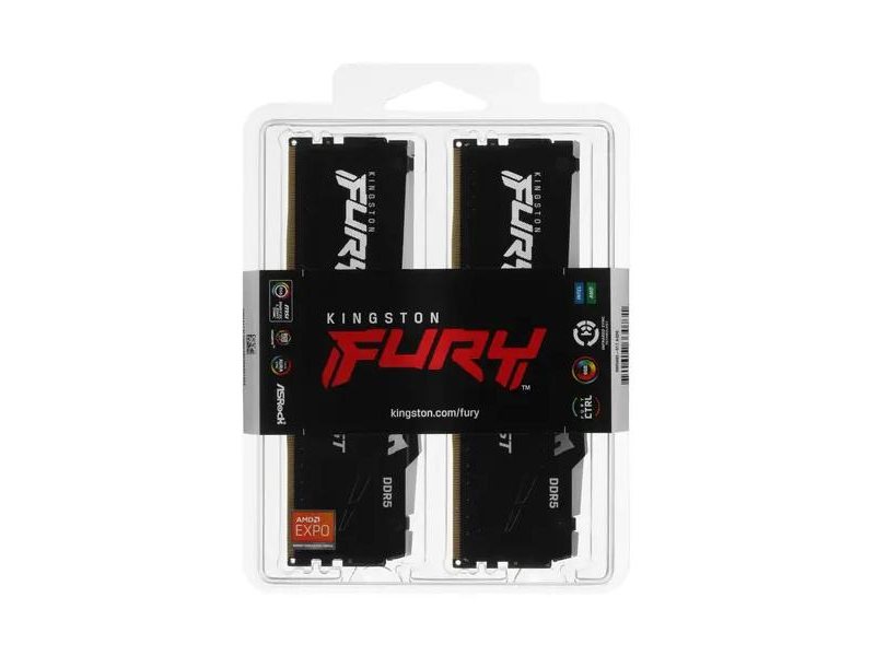 Память оперативная/ Kingston 16GB 6000MT/s DDR5 CL30 DIMM (Kit of 2) FURY Beast RGB EXPO