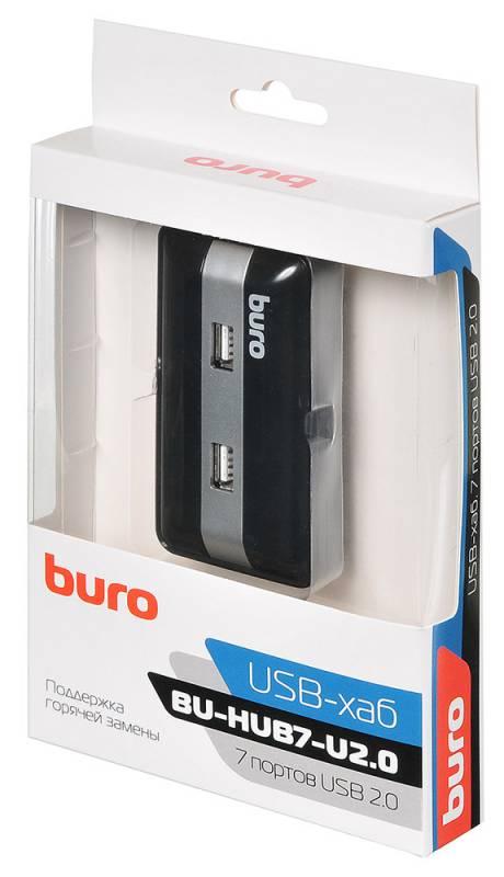 Разветвитель USB 2.0 Buro BU-HUB7-U2.0 7порт. черный