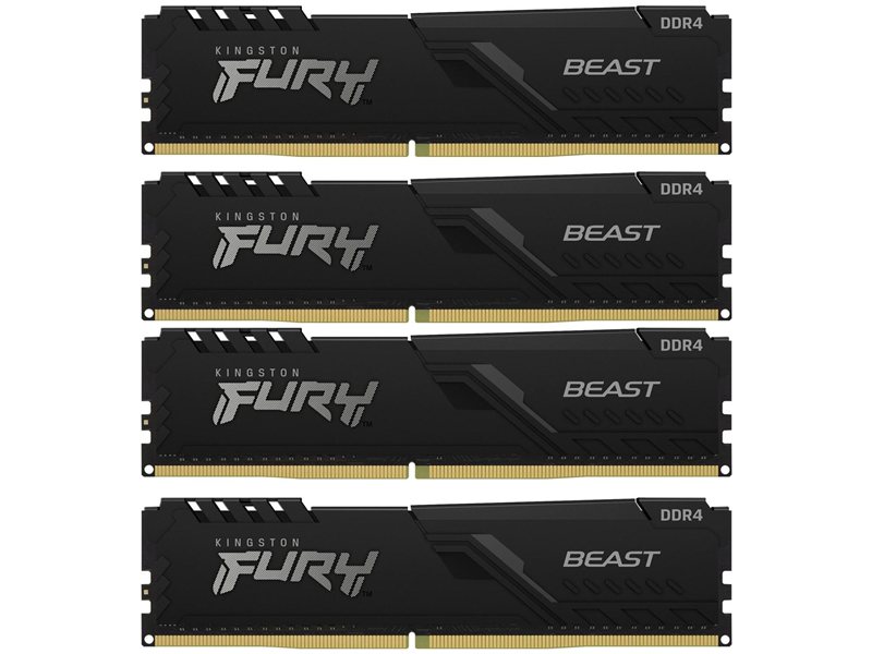 Память DDR4 4x8GB 3600MHz Kingston KF436C17BBK4/32 Fury Beast Black RTL Gaming PC4-28800 CL17 DIMM UDIMM 288-pin 1.35В kit single rank с радиатором Ret