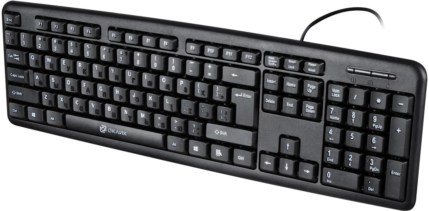 Клавиатура Оклик 90M черный USB (402127) кабель 1.35м