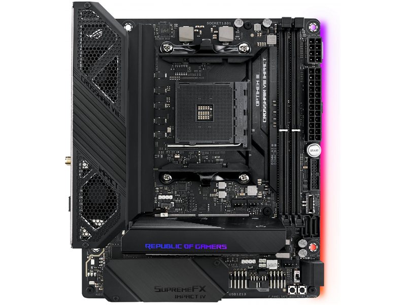Материнская плата ASUS ROG CROSSHAIR VIII IMPACT X570 AM4 mini-DTX 2xDDR4 PCIEx16 2xM.2 USB-C GLAN Wi-Fi 6 {6}