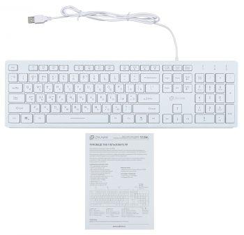Клавиатура Оклик 550ML белый USB slim Multimedia LED (1061618) кабель 1.5м