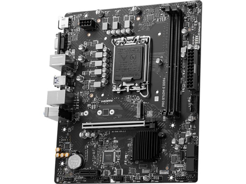 Материнская плата/ MB MSI INTEL B760 s1700, 2xDDR4(64GB), D-SUB/HDMI 1.4, 1xPCIe 4.0x16, 1xPCIe 3.0, 1xLAN, 4xSATA 6Gb/s, 1xM.2, 2xUSB 3.2, 4xUSB 2.0, 1xPS/2, mATX