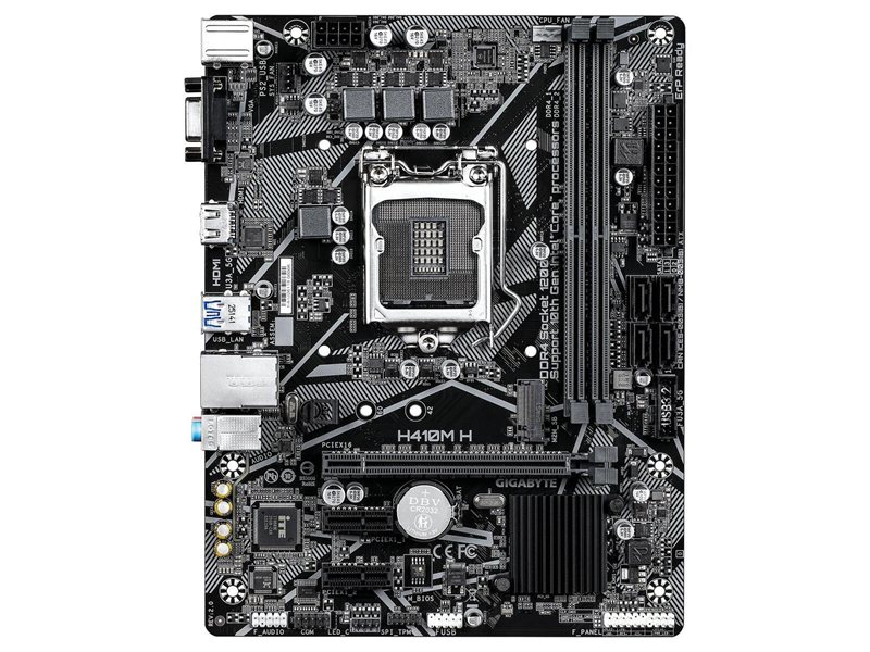 Gigabyte H410M H (2.0) {LGA1200,Q470E,2xDDR4,1*PCI-Ex16, 2*PCI-Ex1, M.2, TypeC, 3*USB3.2Gen1, 6*USB2.0, 4*SATA3.0, 1G, VGA, HDMI mATX} RTL