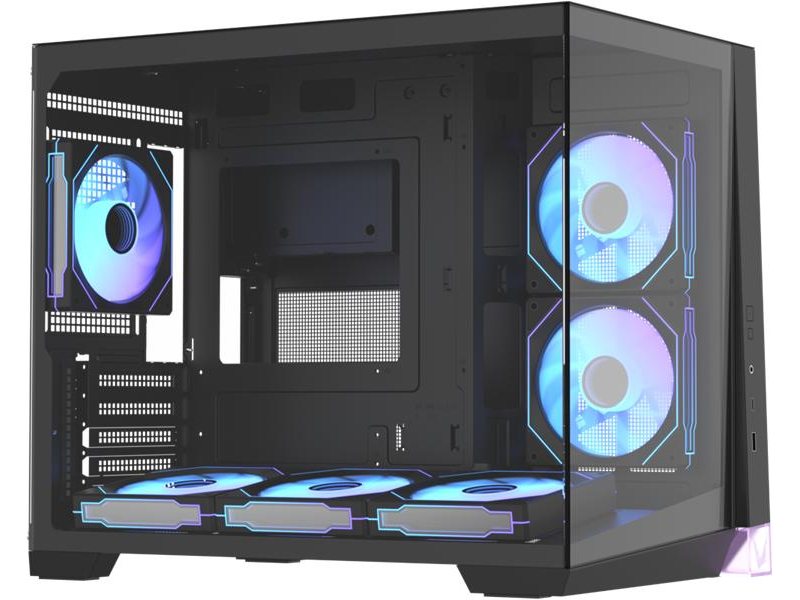 корпус Formula V Line Crystal Z4M Plus Black, MATX, TYPE-C*1, USB3.0*1, RIGHT 2x120mm ARGB, BOTTOM 3x120mm ARGB, REAR 1x120mm ARGB
