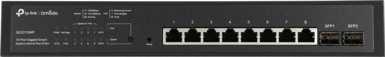 Коммутатор TP-Link SG2210MP (L2+) 8x1Гбит/с 2SFP 8PoE+ 150W управляемый