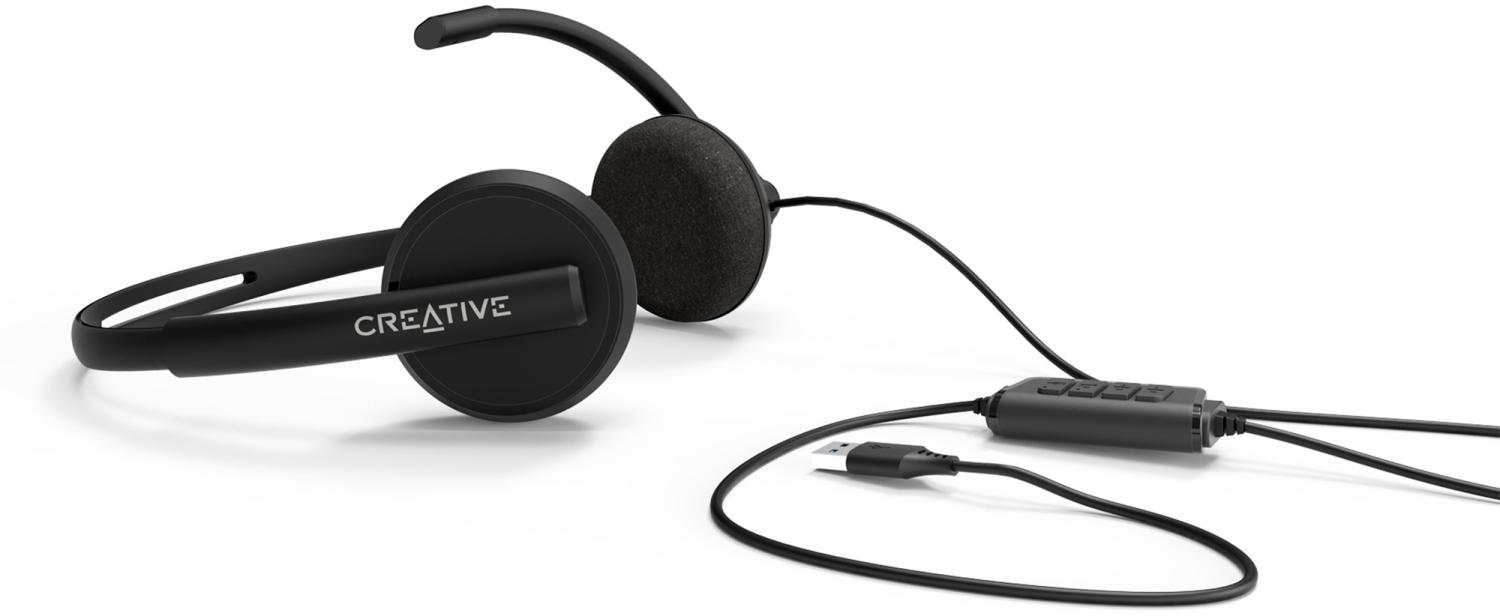 Наушники с микрофоном Creative HS-220 черный 2.4м накладные USB оголовье (51EF1070AA000)