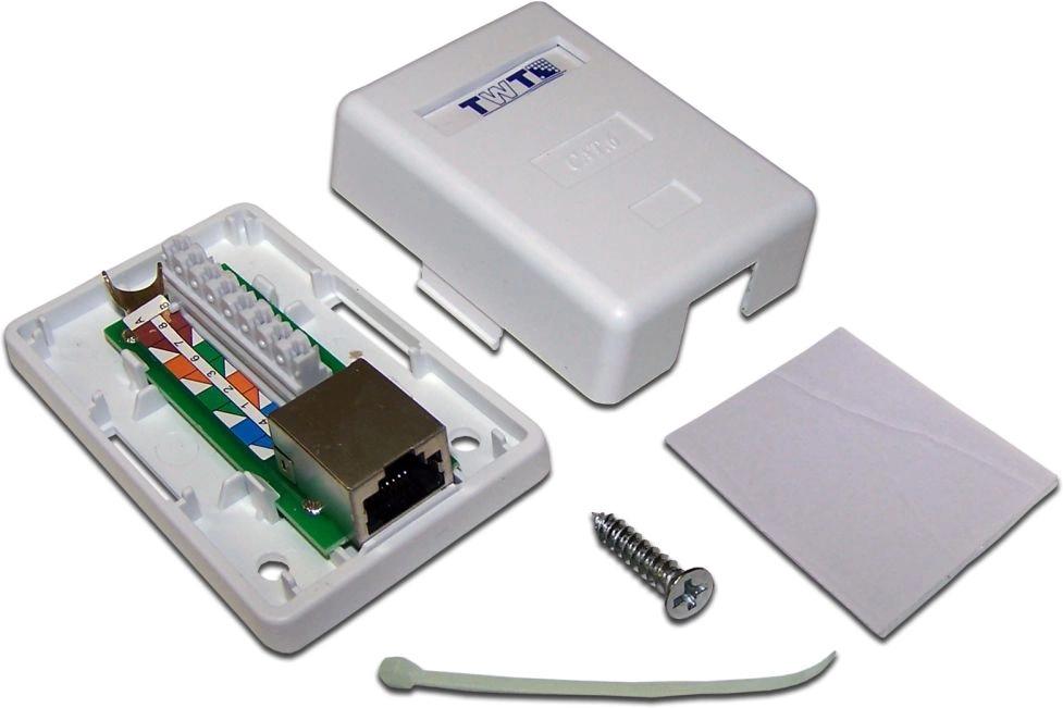 Розетка Lanmaster TWT-SM1-45/S6-WH настен. RJ45 1 кат.6 STP бел.