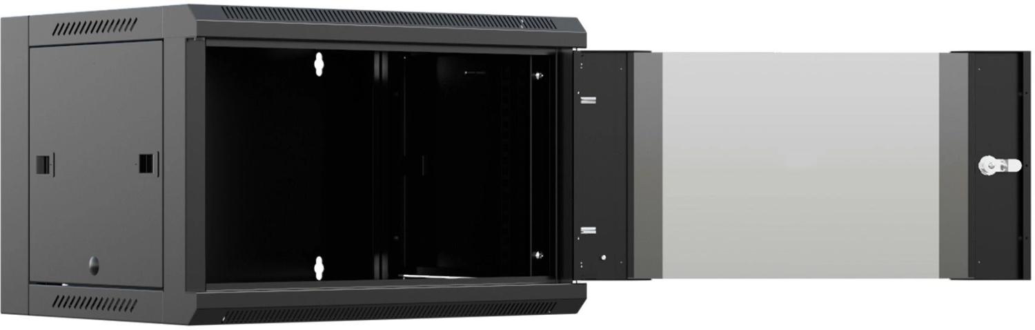 Шкаф коммутационный NTSS (NTSS-W9U6045GS-2BL) настенный 9U 570x450мм пер.дв.стекл 60кг черный 20.1кг 220град. IP20