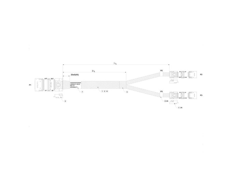 Кабель Luxshare L285SL011-SD-R Slimline SASx8 to 2 Slimline SASx4 0.8M
