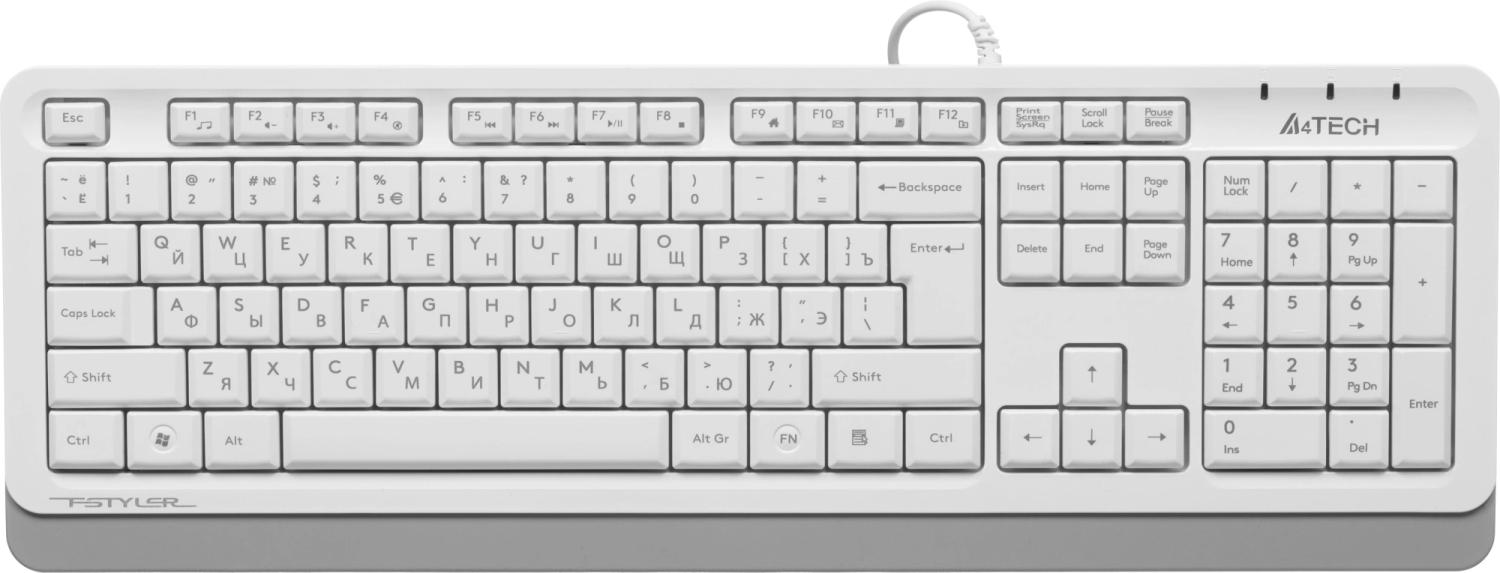 Клавиатура + мышь A4Tech Fstyler F1010 клав:белый/серый мышь:белый/серый USB Multimedia (F1010 WHITE)