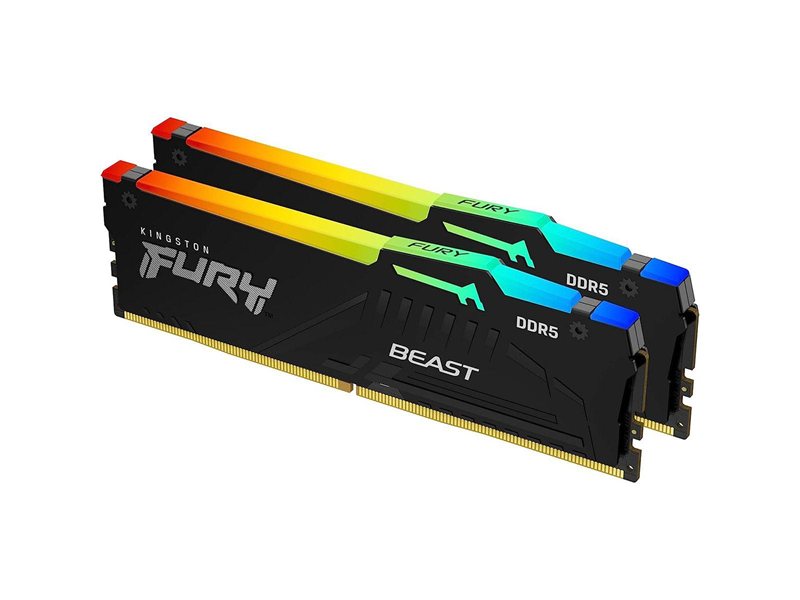 Модуль памяти Kingston 64GB DDR5 5600 FURY Beast Black RGB EXPO Non-ECC Unbuffered DIMM (Kit 2*32gb) 2RX8 36-38-38 1.25V 288-pin 16Gbit