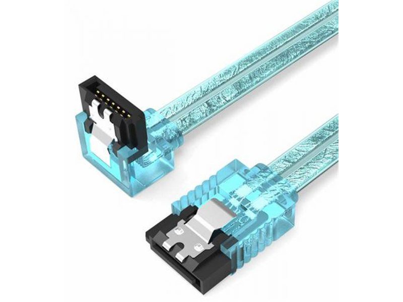 Кабель Vention SATA 3 M/SATA 3 M угол 90 с защелками, голубой - 0.5 м