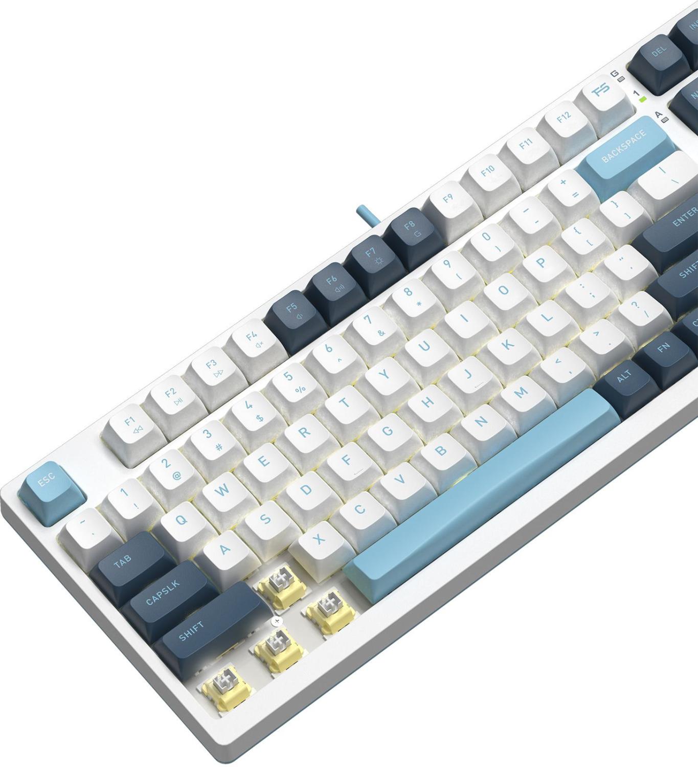 Клавиатура A4Tech FS300 механическая белый/синий USB for gamer LED (FS300 PANDA SNOWBOARDING) кабель 1.8м