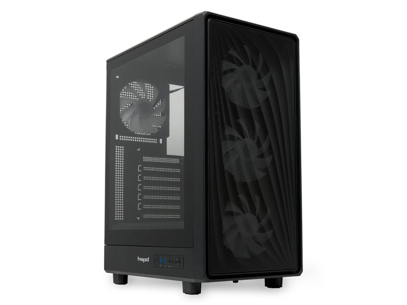 Корпус без блока питания/ Case HSPD M510, Mesh Mid Tower, Black, TG, 0.5 SPCC, 4x120mm ARGB (Orbis F1) ATX, mATX, mITX 180/280/160mm 1x2.5", 1x3.5", 7xPCI 2xUSB-A 3.0 517x277x418mm