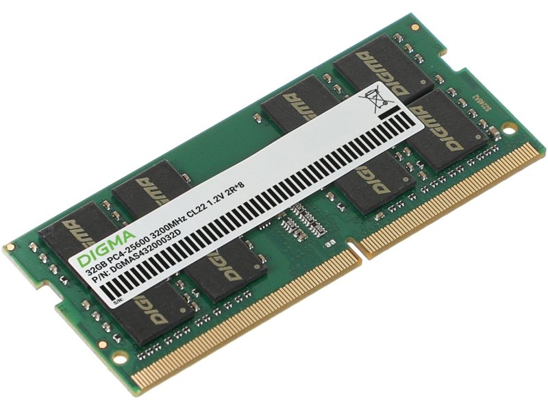 Память DDR4 32GB 3200MHz Digma DGMAS43200032D RTL PC4-25600 CL22 SO-DIMM 260-pin 1.2В dual rank Ret