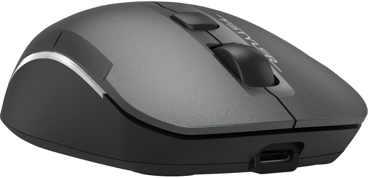 Мышь A4Tech Fstyler FB26CS Air2 серый/черный оптическая 2000dpi silent беспров. BT/Radio USB для ноутбука 4but (FB26CS AIR2 SMOKY GREY)