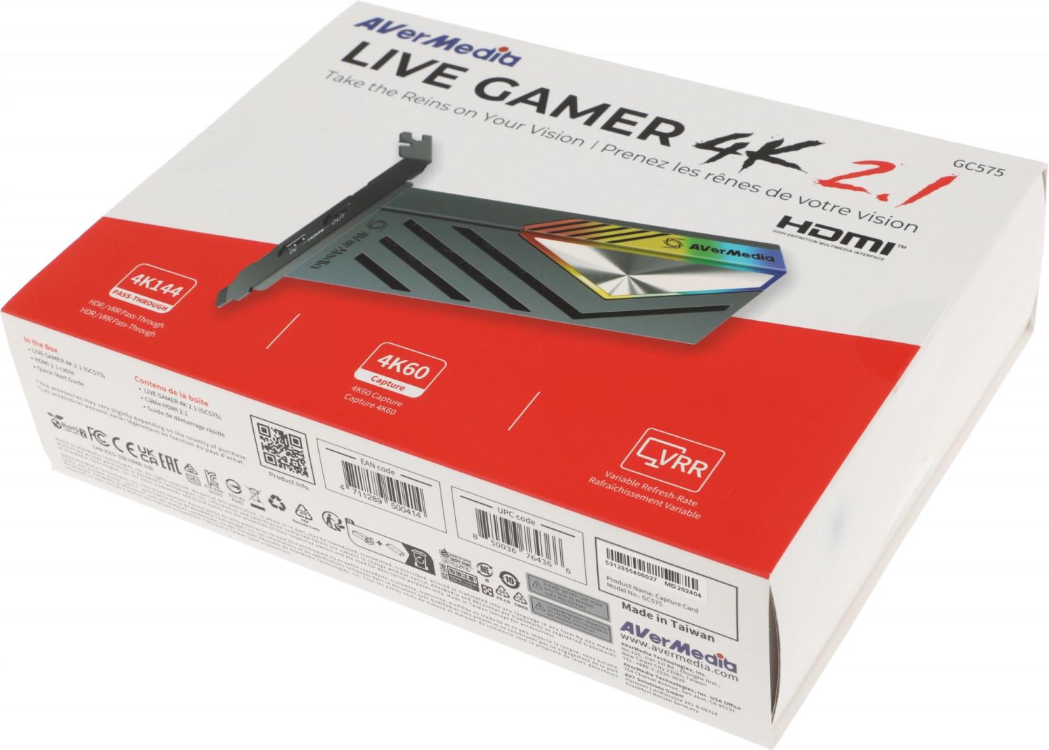 Карта видеозахвата Avermedia Live Gamer 4K GC575 внутренний PCI-E x4