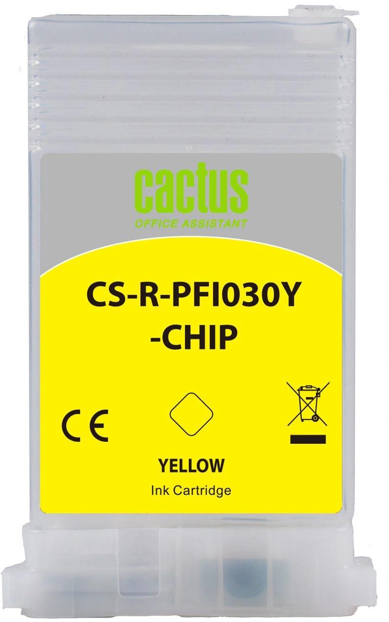Картридж перезаправляемый струйный Cactus CS-R-PFI030Y-CHIP желтый (55мл) для Canon imagePROGRAF TA-20/30;TM-240/340