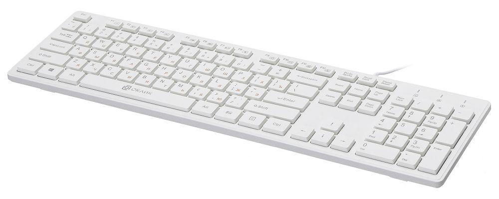 Клавиатура Оклик 500M белый USB slim Multimedia (1061586) кабель 1.5м