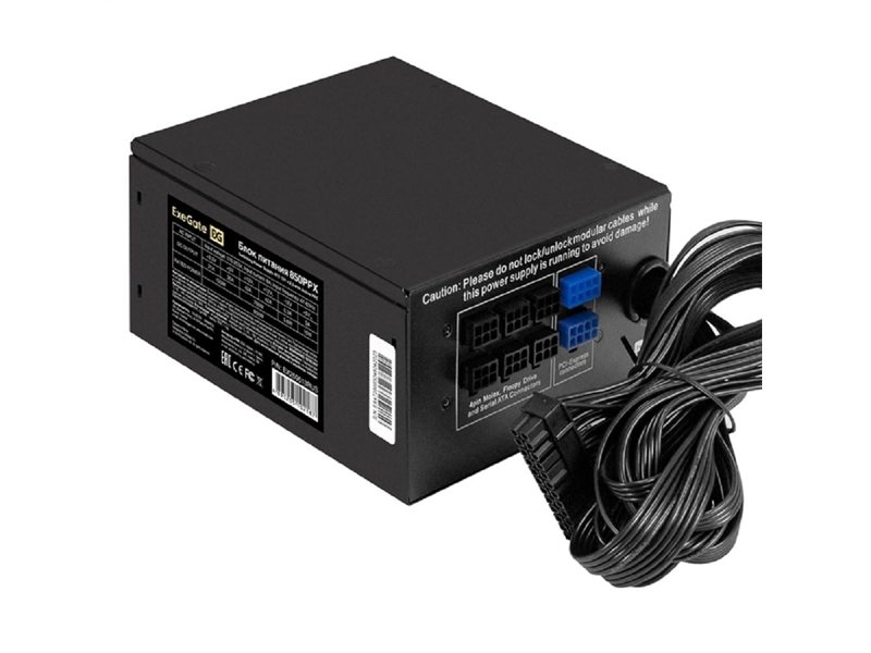 Exegate EX259613RUS Блок питания 850W Exegate 850PPX RTL, ATX, black, APFC, 14cm, 24p+2*(4+4)p, PCI-E,4*IDE,5*SATA,FDD