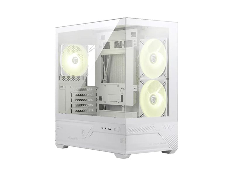 Корпус для ПК MSI MAG PANO M110R WHITE , Micro-ATX, 1xUSB 3.2 Gen 1, 1xUSB 3.2 Gen2x2 Type-C, 2x140mm, ARGB Reverse Blade Fan, 1x120mm ARGB Fan, ARGB+PWM Control Board, TG