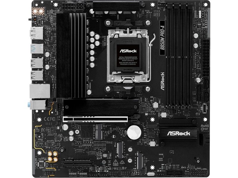 Материнская плата Asrock B850M PRO-A Socket AM5 AMD B850 4xDDR5 mATX AC`97 8ch(7.1) 2.5Gg RAID+HDMI+DP