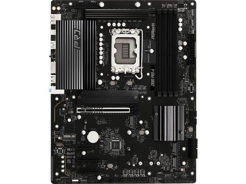 Материнская плата ASROCK Z890 PRO-A, LGA1851, Z890, 4*DDR5, 4*SATA, 4*M.2, 4*USB 3.2, 4*USB 2.0, Type-C, 1*PCIx16, 2*PCIx4, 1*M.2 (Key E), HDMI+DP, ATX