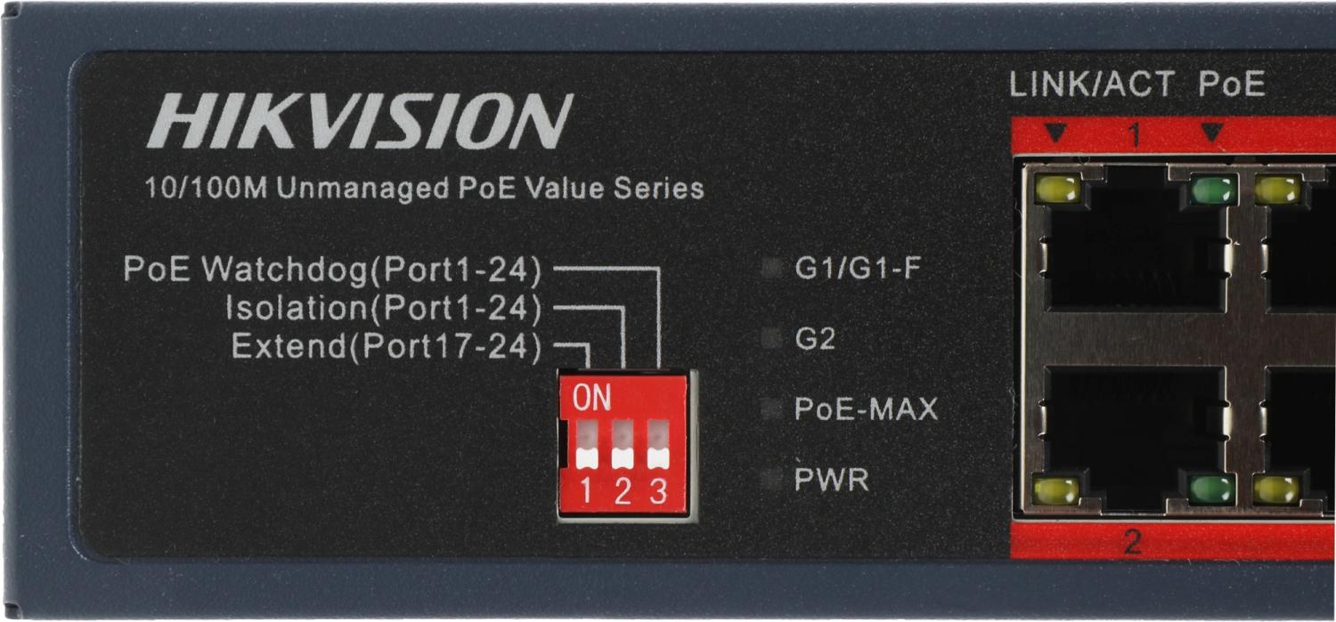 Коммутатор Hikvision DS-3E0326P-E/M(C) (L2) 25x100Мбит/с 1SFP 24PoE 230W неуправляемый