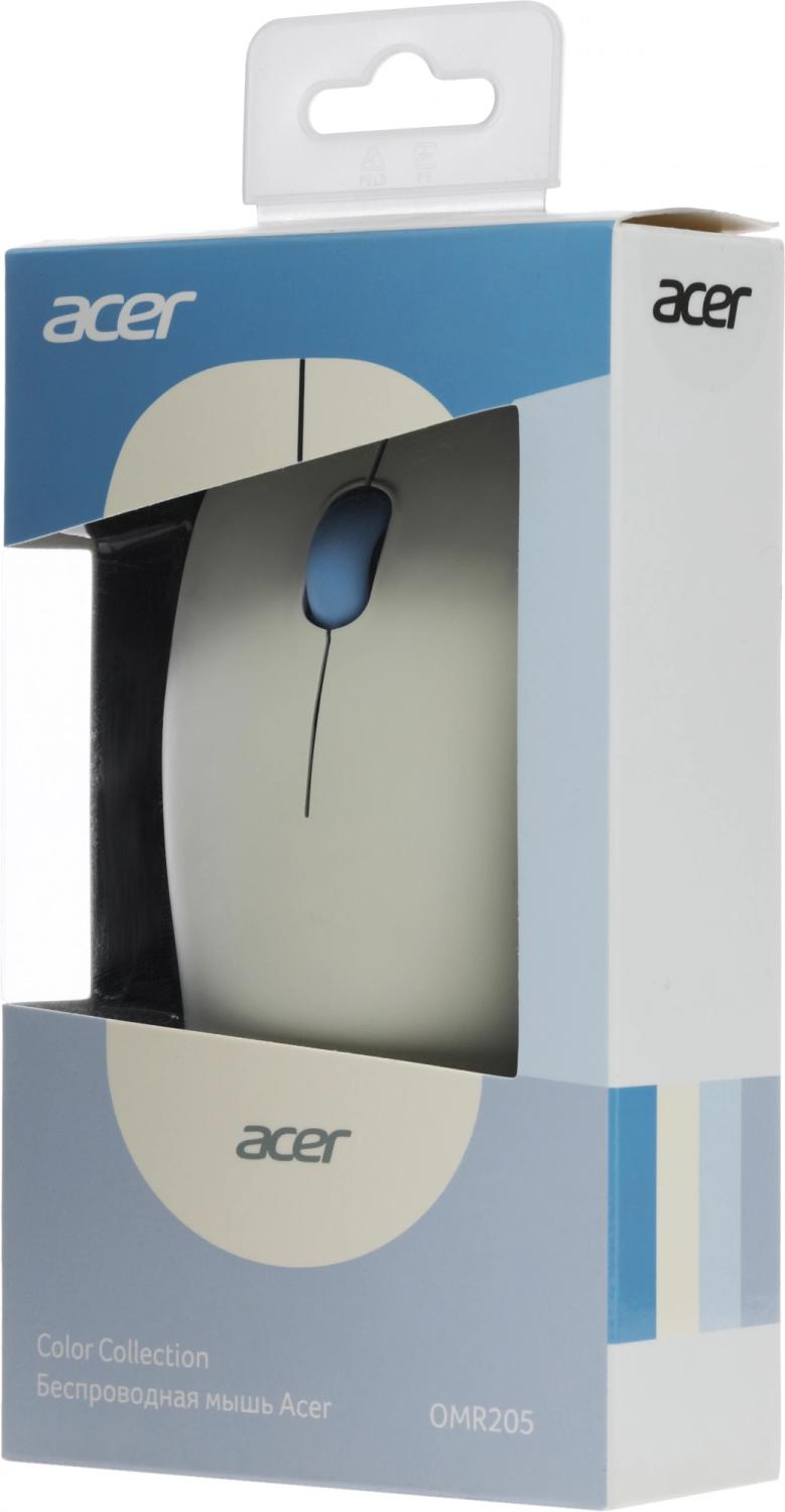 Мышь Acer OMR205 белый/голубой оптическая 1200dpi беспров. USB для ноутбука 3but (ZL.MCEEE.02H)