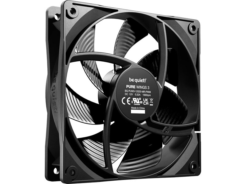 Кулер для корпуса/ Case Cooler be quiet! PURE WINGS 3 120mm PWM (120x120x25mm, 4-pin PWM, 49.9CFM, 25.5dBA, 1600RPM, Black)