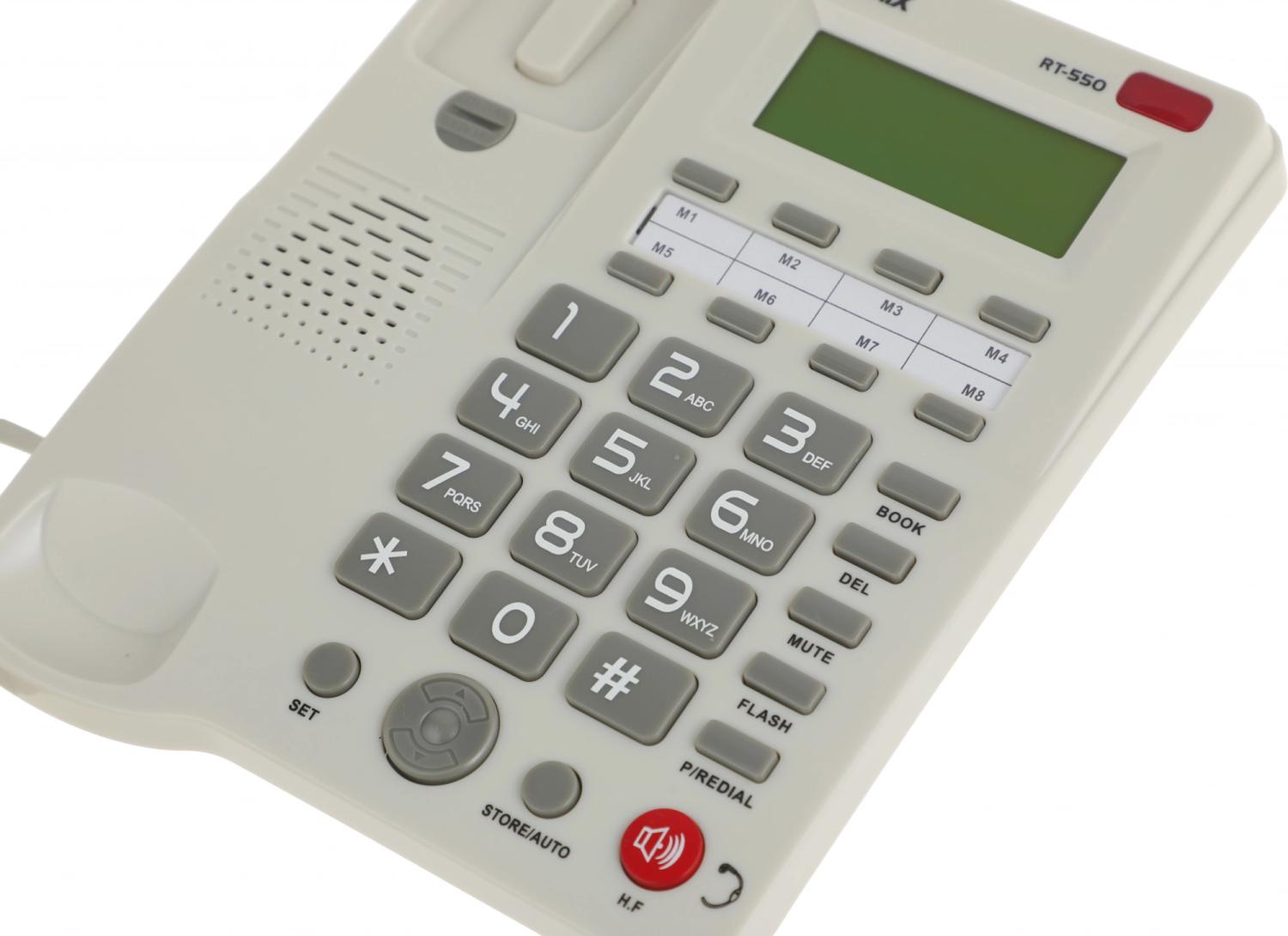 Телефон проводной Ritmix RT-550 белый/серый