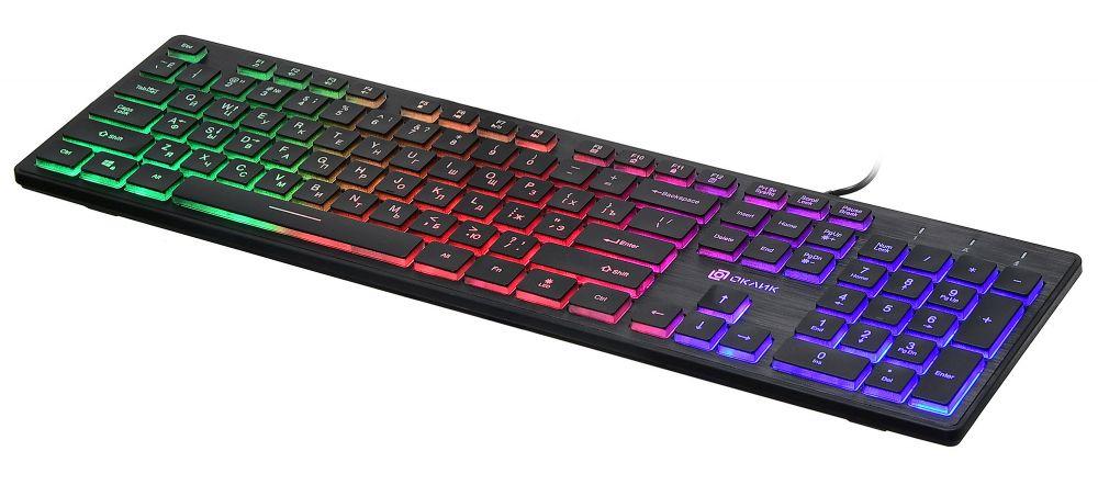 Клавиатура Оклик 550ML черный USB slim Multimedia LED (1061617) кабель 1.5м