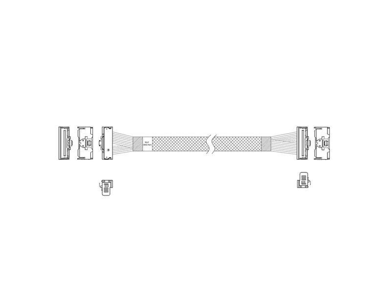 Кабель L285MM008-SD-R    Cable MCIO x8 74P (угловой Right Angle)  -TO-  MCIO x8 74P (угловой Right Angle) , 85 Ohm, L:80cm