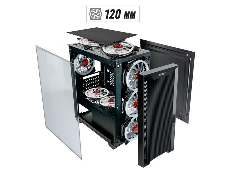 Ginzzu CL650 mATX FAN 4*12FRGB передняя панель Решетка