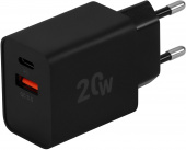 Сетевое зар./устр. Digma DGW2D 20W 3A+1A (PD+QC) USB-C/USB-A универсальное черный (DGW2D0F110BK)