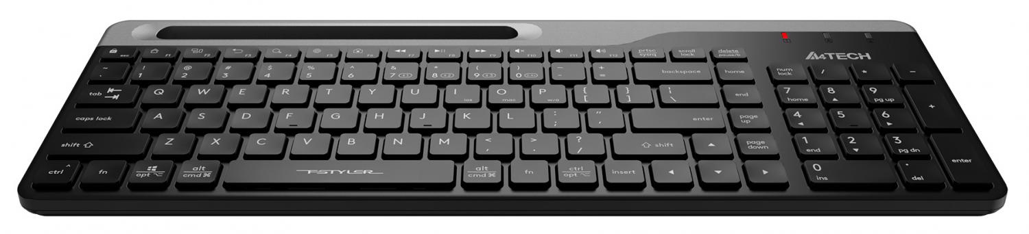 Клавиатура A4Tech FBK25 черный/серый USB беспроводная BT/Radio slim Multimedia (FBK25 BLACK)