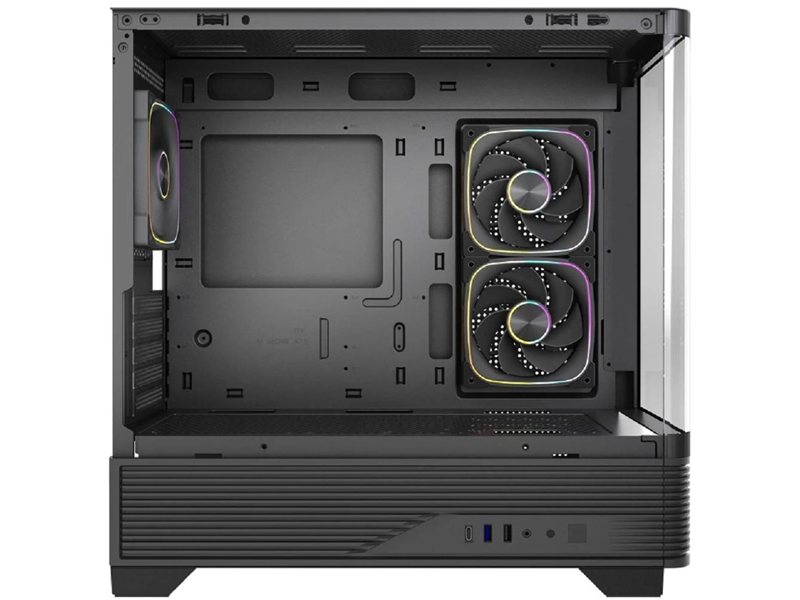 Powercase Корпус Vision Micro M6B, Curved Glass, Type-C, 3x 120mm ARGB PWM Fan, чёрный, mATX (CVMM6B-A3)
