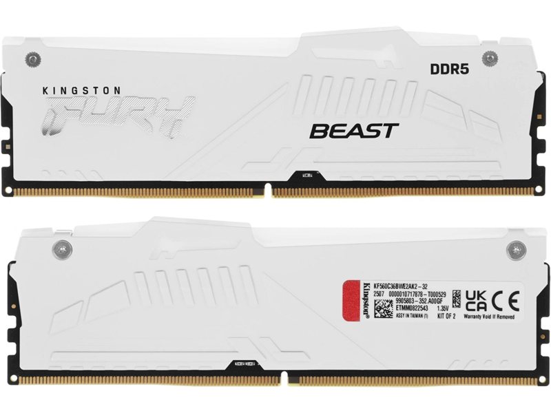 Память DDR5 2x16GB 6000MHz Kingston KF560C36BWE2AK2-32 Fury Beast White Expo RGB RTL Gaming PC5-48000 CL36 DIMM 288-pin 1.35В kit single rank с радиатором Ret