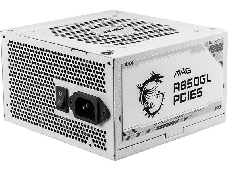 Блок питания MSI ATX 850W MAG A850GL WH PCIE5 80+ gold (20+4pin) APFC 120mm fan 8xSATA Cab Manag RTL