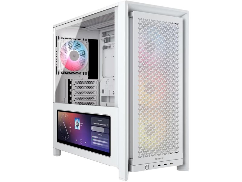 Корпус без блока питания/ Case Corsair Frame 4000D LCD RS ARGB, Midi-Tower, TG, 3x120mm ARGB, 3xUSB Type-C, E-ATX, ATX, mATX, mITX White