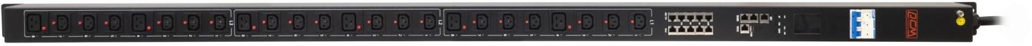 Блок распределения питания Powercom PDU-32AVMS24-18C3-6C9-3P верт.размещ. 18xC13 6xC19 с сетевым мониторингом 3x32A EN 60309 2м