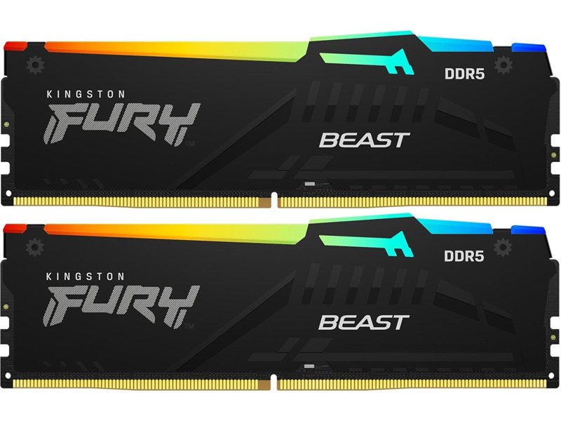 Память DDR5 2x32GB 6000MHz Kingston KF560C36BBEAK2-64 Fury Beast Black RGB RTL Gaming PC5-48000 CL36 DIMM UDIMM 288-pin 1.35В kit single rank с радиатором Ret