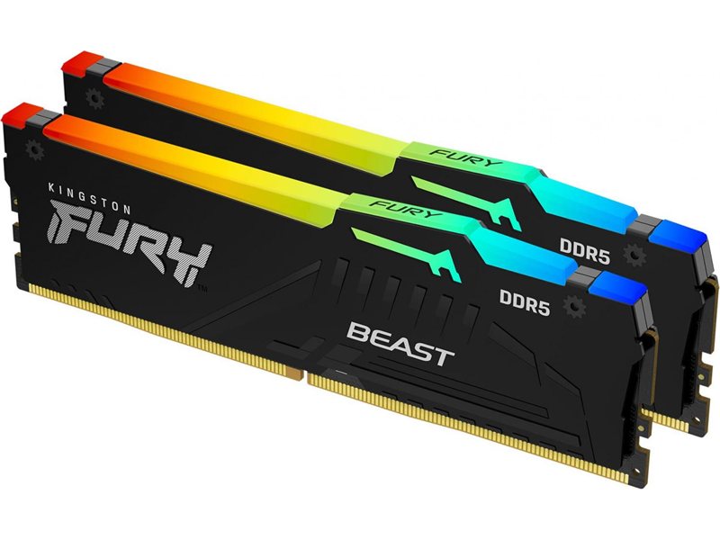 Память оперативная/ Kingston 64GB 5200MT/s DDR5 CL40 DIMM (Kit of 2) FURY Beast RGB XMP