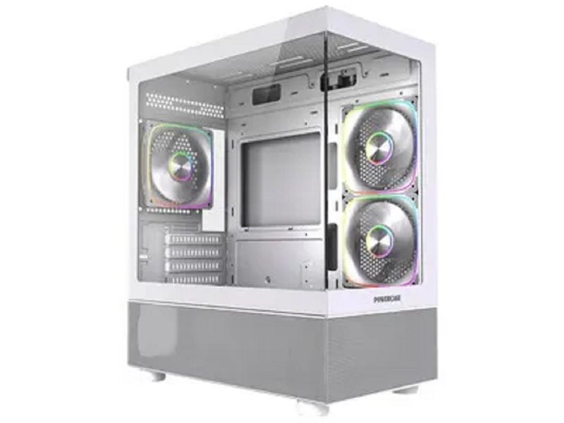 Powercase Корпус Vision Micro M2 ARGB, Tempered Glass, 3x 120mm ARGB PWM Fan, белый, mATX  (CVMWM2-A3)