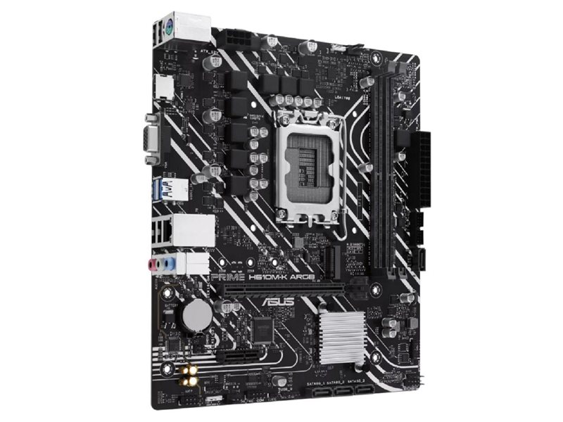ASUS PRIME H610M-K ARGB (Socket 1700, mATX, 2xDDR5(96GB), VGA/HDMI 2.1, 1xPCIe 4.0x16/1xPCIe 3.0, 1xLAN, 4xSATA 6Gb/s, 1xM.2, 2xUSB 3.2, 4xUSB 2.0, 1xPS/2)
