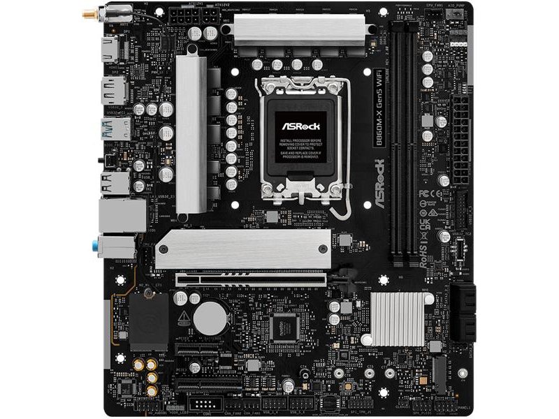 Материнская плата ASROCK B860M-X Gen5 WiFi, LGA1851, B860, 2*DDR5, 4*SATA, 2*M.2, 3*USB 3.2, 2*USB 2.0, Type-C, 2*PCIx16, 1*M.2 (Key E), HDMI+DP, mATX
