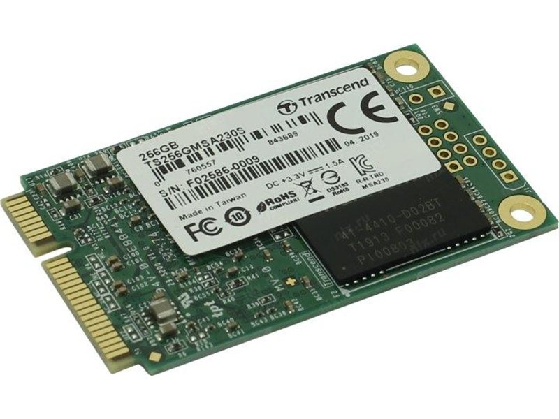 Твердотельный диск 256GB Transcend MSA230S, mSATA, SATA III, 3D TLC [R/W - 560/500 MB/s]