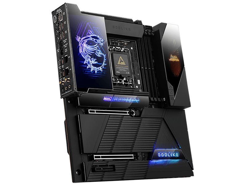 Материнская плата MSI MEG Z890 GODLIKE Z890, LGA1851, 4*DDR5, 2*PCIEx16, 1*PCIEx4, 8*M.2, 7*TypeC, 8*USB3.2Gen2, 4*USB3.2Gen1, 4*USB2.0, 4*SATA3.0, 10G, 5G, 2xType-C(DP), E-ATX, RTL