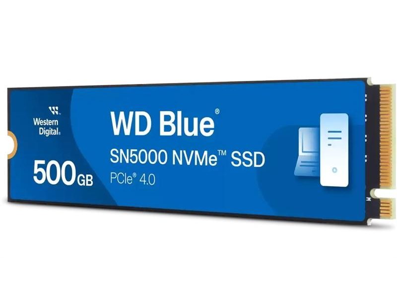 Твердотельный накопитель Western Digital Blue SN5000 SSD M2.2280 PCIe 4.0 500Gb, 5000MBs/4000MBs, TBW 300, WDS500G4B0E, 1 year